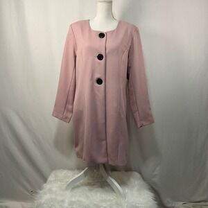Wear Abouts Women's Pink Coat Jacket 3 Button‎ Front Square Neck Career Casual